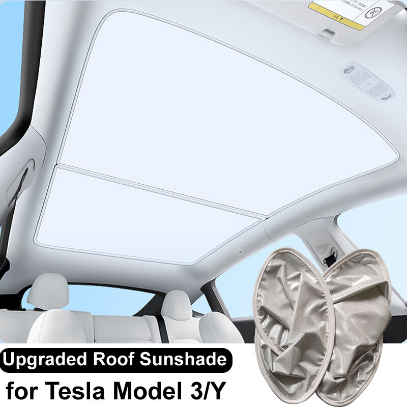 Parasol de techo de vidrio mejorado para coche Tesla modelo 3 2023 2022, parasol delantero y trasero, Red de sombreado UV para parabrisas Skylight