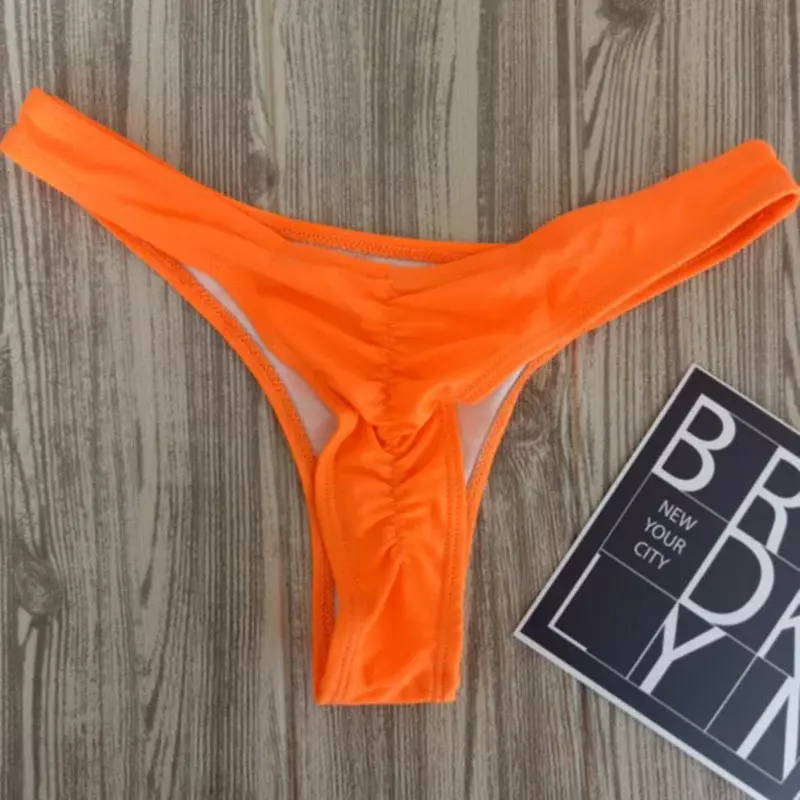 2022 gorąca sprzedaż nowe modne damskie stringi kąpielówki wiele kolorów jednokolorowe plisowane stringi stroje kąpielowe damskie kąpielówki bikini