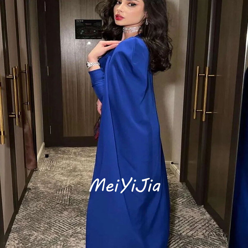 Meiyijia abendkleid saudi knopf quadratischer ausschnitt lange ärmel a-line arabien sexy abend geburtstag club outfits sommer 2024