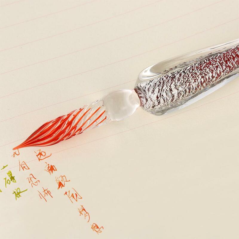 ปากกาหมึกซึมทำจากแก้วแบบจุ่มแนววินเทจปากกาจุ่มทำจากแก้วหมึกปากกาหัวแร้งสำหรับเขียนคริสตัล1ชิ้น