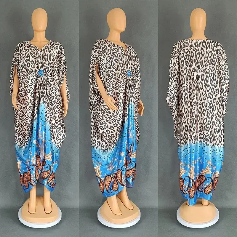 2024 sukienki afrykańskie dla kobiet wiosenna afrykańska 3/4 rękaw z nadrukiem poliestrowa suknia długa, maksi na wesele Dashiki ubranie afrykańskie