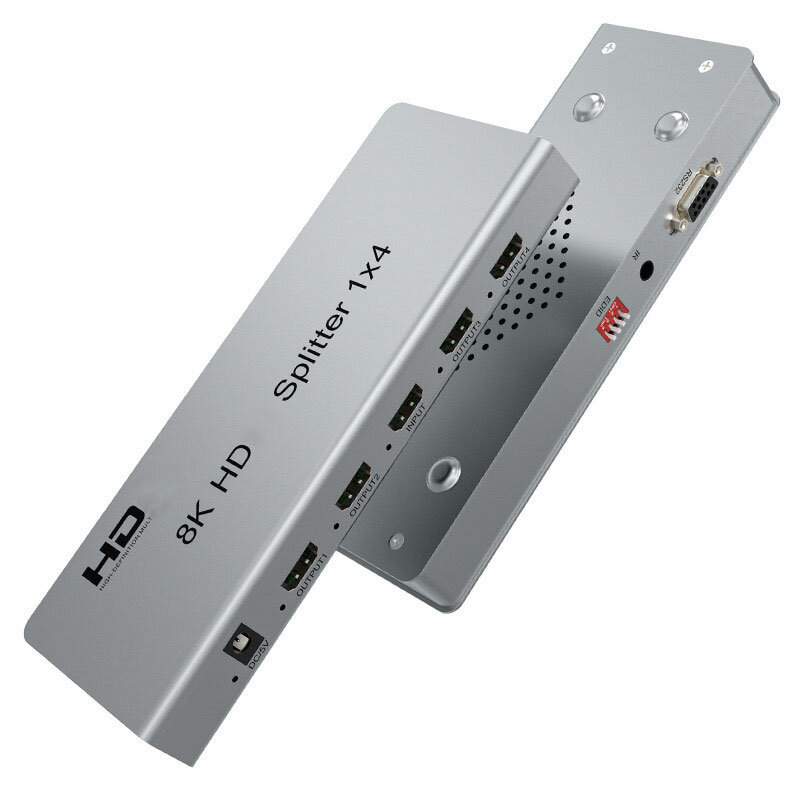 Divisor compatible con HDMI, 8K, 60Hz, 1x4, 1 en 2, 4 salidas, distribuidor de Audio y vídeo, HDR 3D para PS5, PS4, cámara, PC a Monitor de TV