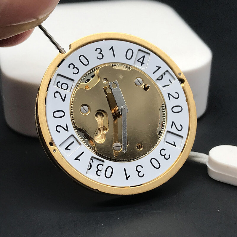 Sw ronda 5010b 10 jóias relógio de quartzo dourado movimento data-apenas haste branco única data relógio peças de reposição
