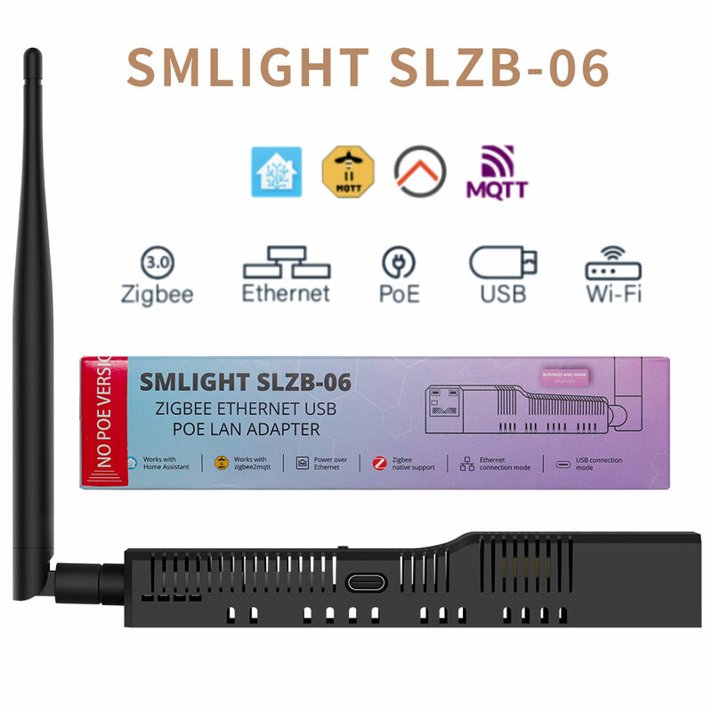 SMLIGHT-adaptador WiFi SLZB-06 A Zigbee 3,0 A Ethernet USB, compatible con PoE ZHA, funciona con Zigbee2MQTT , Home Assistant,ZHA