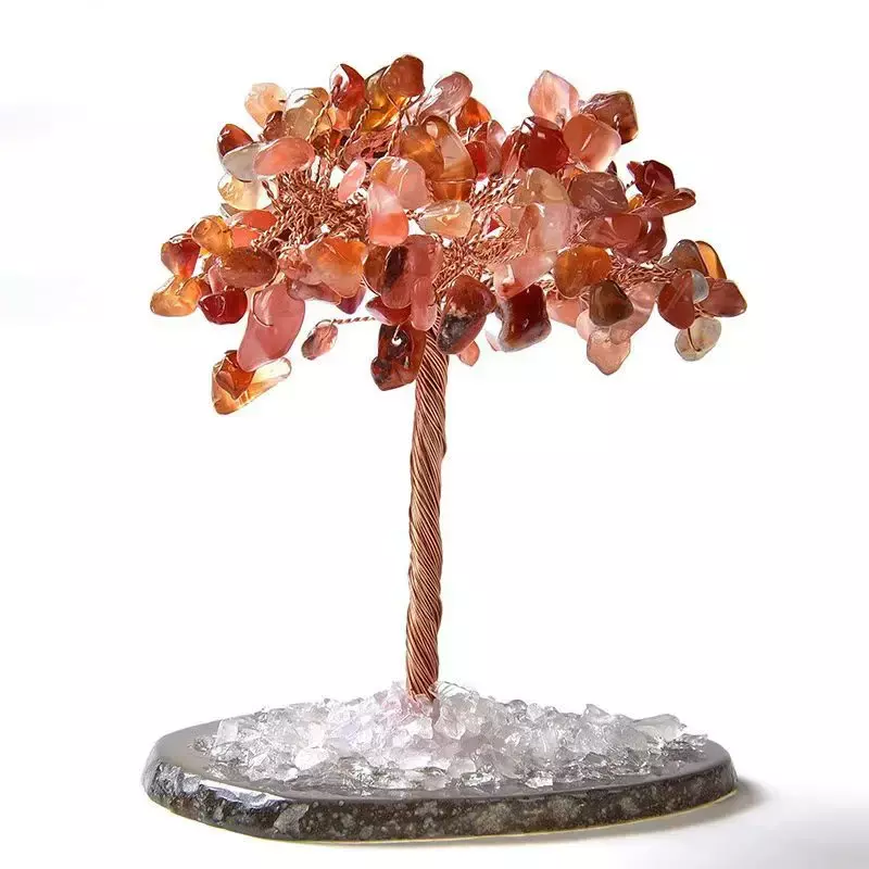 Ornement de roche de guérison Reiki en cristal naturel, quartz rose, arbre de vie, spécimen de napperon, décoration de la maison, cadeaux, souvenir