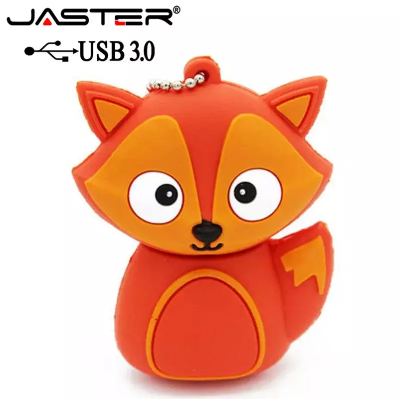 JASTER-USB 3.0 Adorável Fox Modelo Flash Drive, Animal Pendrive, Desenhos Animados, USB, 4GB, 8GB, 16GB, 32GB, 64GB, USB, Bulk para Chaves