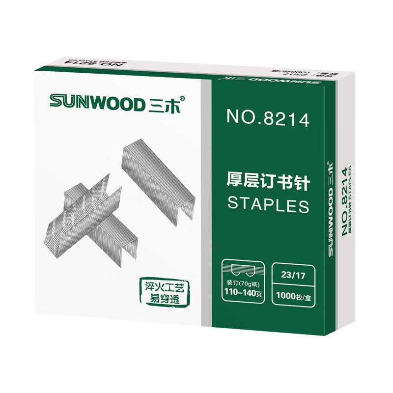Сверхпрочные скобы Sunwood 23/17 для 140 листов, 1000 шт. в коробке, 8214