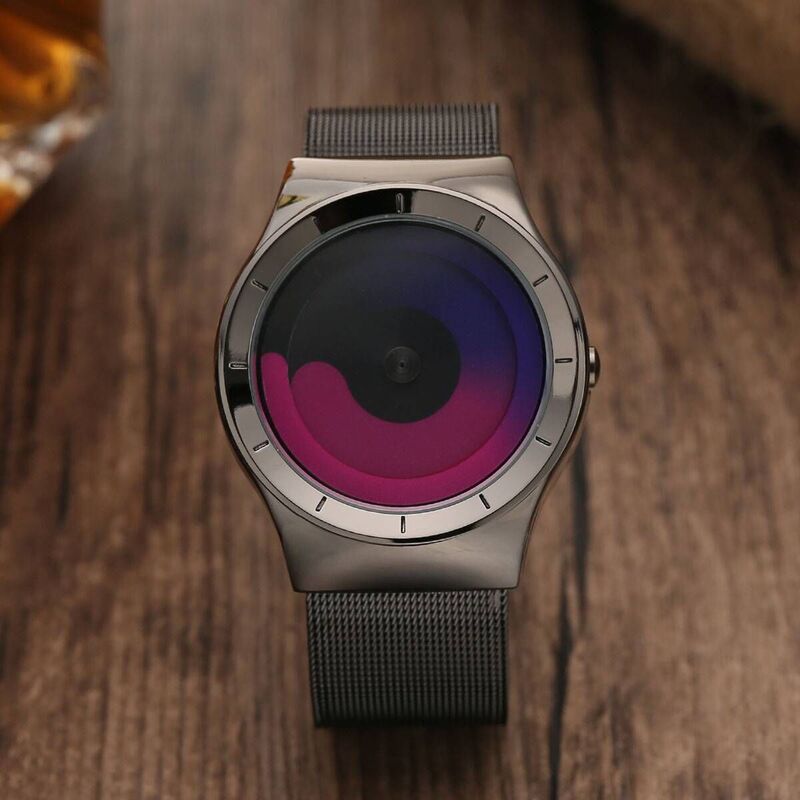 Gorben Creatieve Kleur Roterende Wijzerplaat Heren Horloge Speciale No-Pointer Design Trend Veelzijdige Heren Horloge Cadeau Klok 2023 Nieuwe Qp017