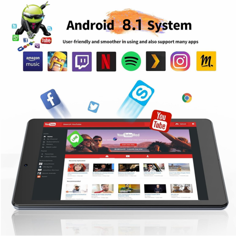 DSlide 716 Tablet Android 8.1 7.0 inci, Tablet DDR 8GB EMMC Quad-Core RK3126 kamera ganda Tablet Mini 1024x600 WSVGA