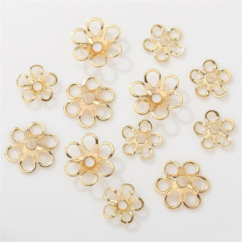 14 Karat vergoldete geometrische Blumen kappe mit Blumen tablett Abstand halter hand gefertigte DIY Armband Halskette Perlen Schmuck Material Zubehör