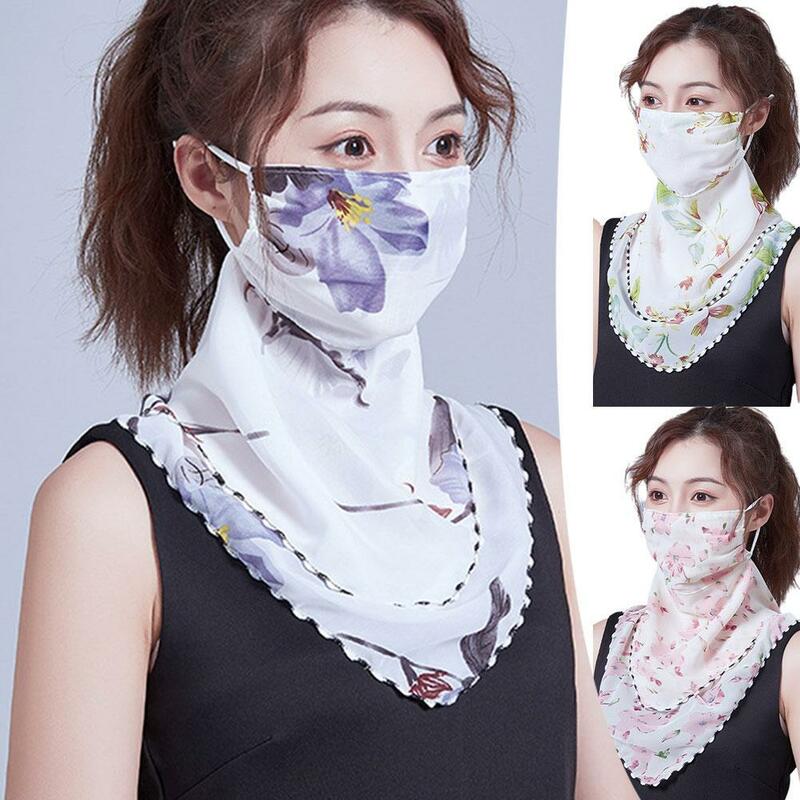 Летний тонкий шарф для женщин, шарф для защиты от солнца и ультрафиолета, многофункциональная Солнцезащитная вуаль, шелковая маска, чехол для лица