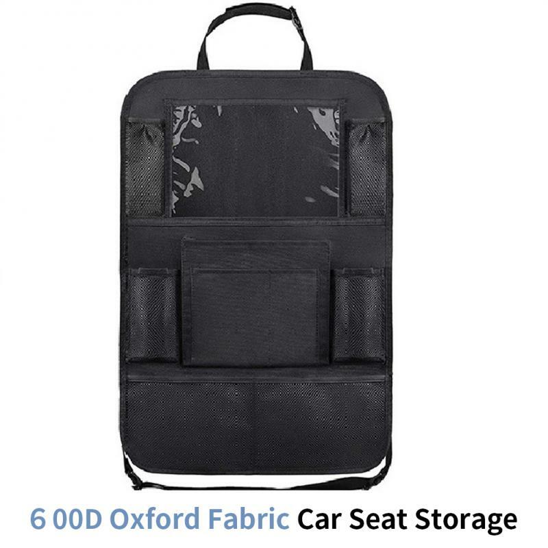 Tas penyimpanan kursi mobil Multi saku, 1/2 buah tas penyimpanan belakang mobil kain Oxford multifungsi dengan pemegang Tablet