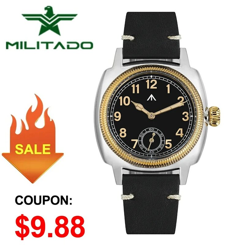 Militado ML03 Tribute 1926 쿼츠 무브먼트 시계, 사파이어 크리스탈 스테인레스 스틸 케이스, 로마 다이얼, 100M 방수 시계, VD78