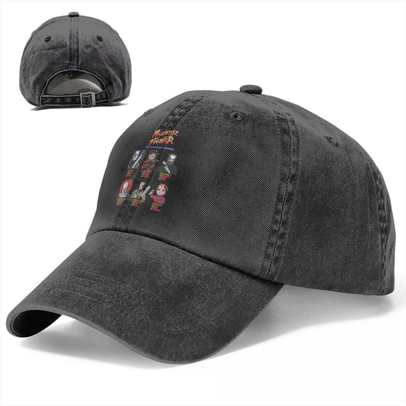 Unisex horror filme Baseball Cap, Retro angustiado Denim, lavado Snapback chapéu, ao ar livre verão chapéus