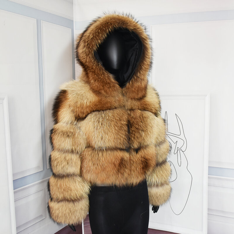 Mantel Bulu Rubah Alami Baru Musim Dingin Bagian Pendek Tebal Hangat Jaket Bulu Rubah Asli Mode Mewah Ramping Mantel Bulu Asli Wanita
