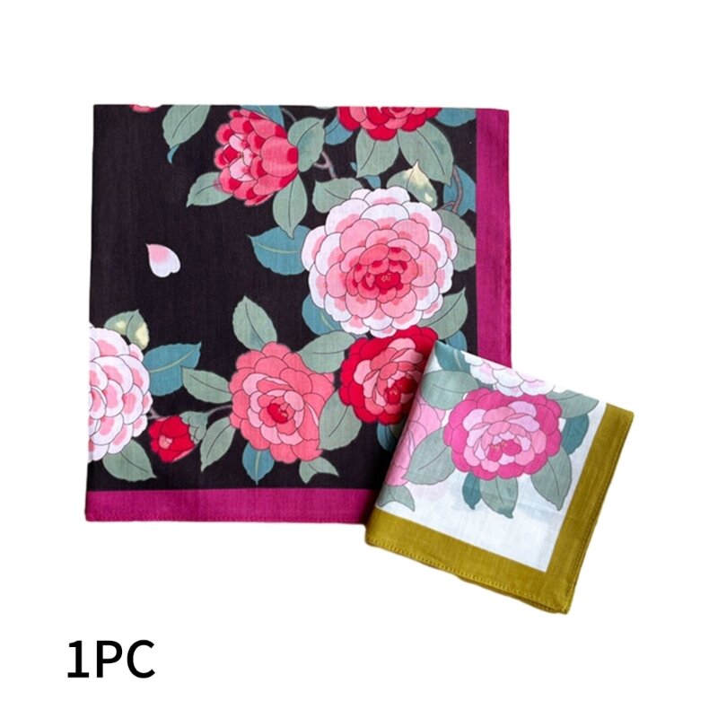 45x45cm Women Handkerchief Colorful Hankies Pocket Floral Pattern Square Hijab