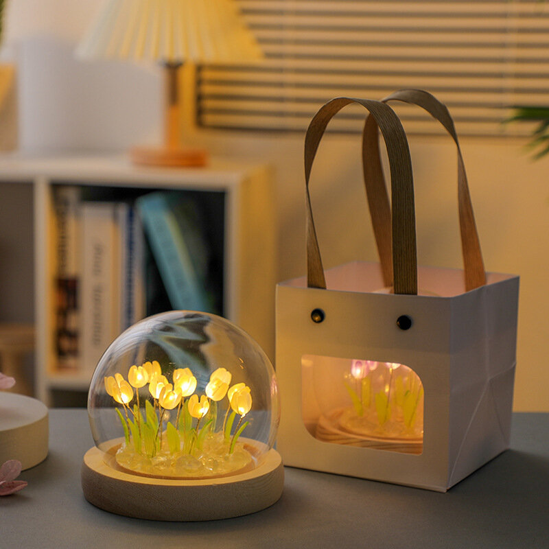 Tulpen strauß Nachtlicht DIY Materialien kreative hand gefertigte dekorative Glas Ambiente Licht