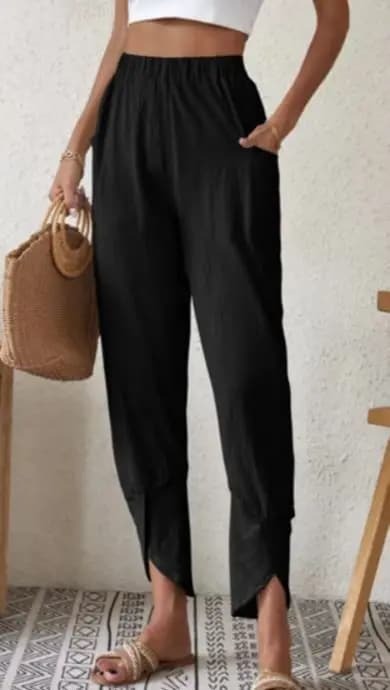 2023 Women Linen Harem Pants Summer Casual Cotton Loose High Waist Pocket Trousers Female Vintage Ankle-Length Wide Leg Trousers
