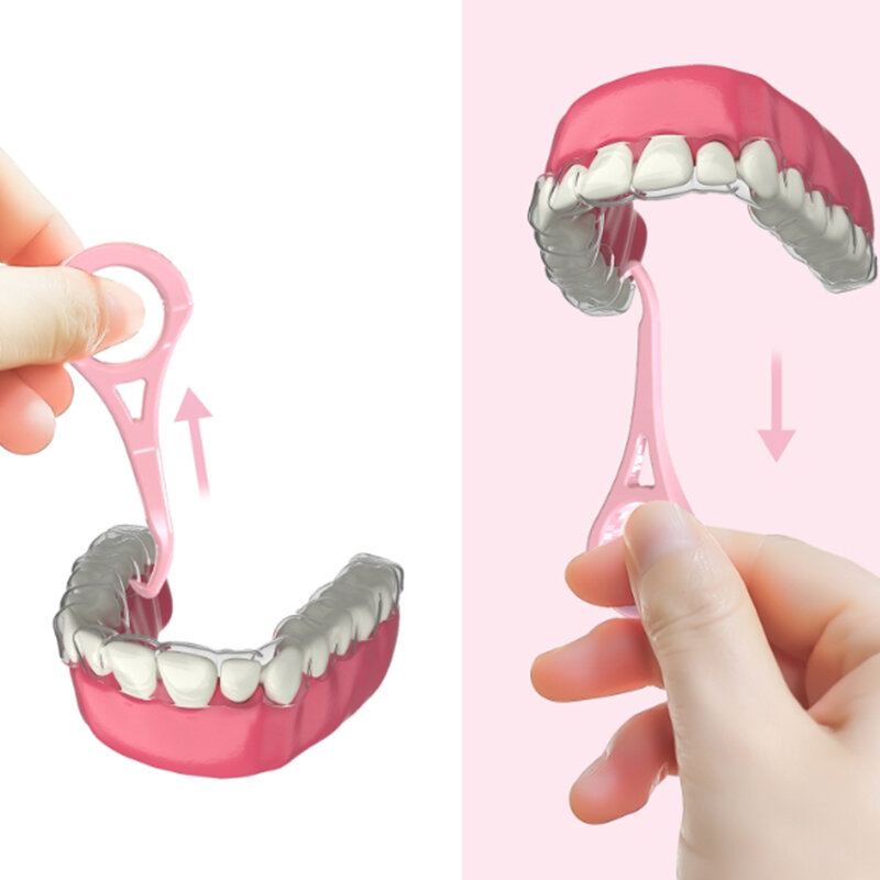 อุปกรณ์จัดฟันแบบอุปกรณ์กำจัดเครื่องมือจัดฟันตะขอพลาสติกแบบถอดออกได้มองเห็นได้ชัดเจน