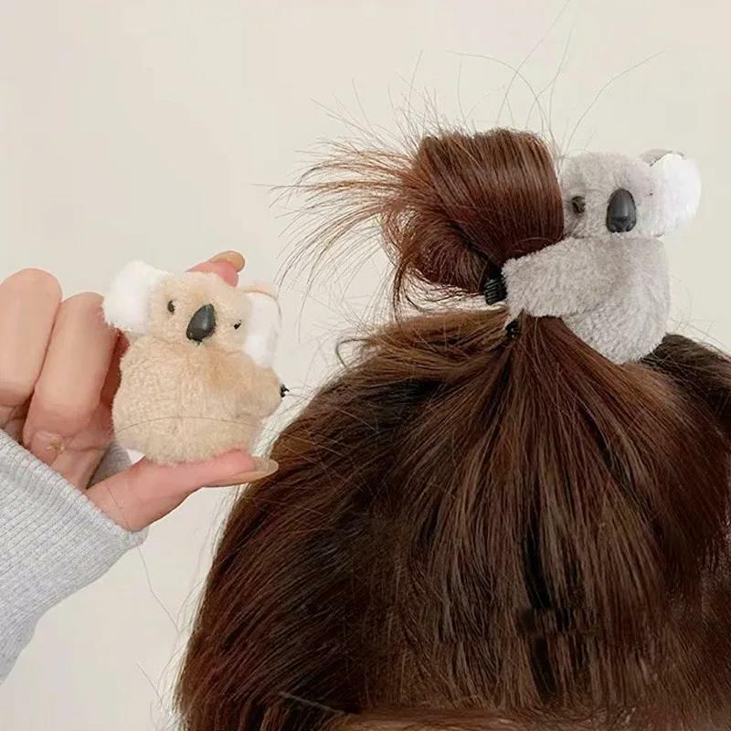 Pinza de pelo de Animal para niña, pasador de pelo de oso Koala de felpa, horquillas de decoración, accesorios para el cabello, 2 piezas