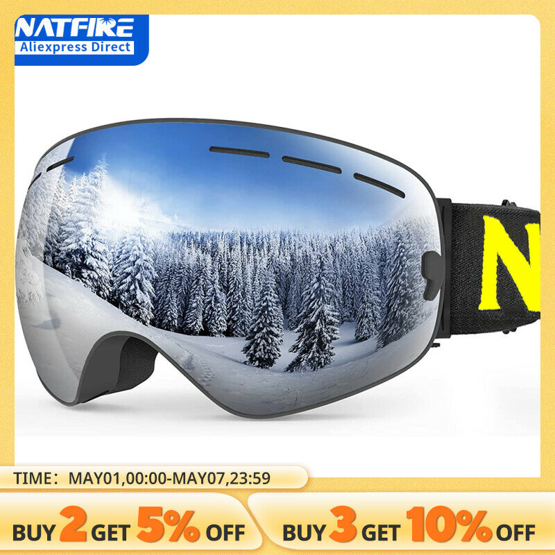 NATFIRE-Lunettes de ski anti-buée double couche, lunettes de motoneige, lunettes de sport en plein air, lunettes de neige, UV400, 506