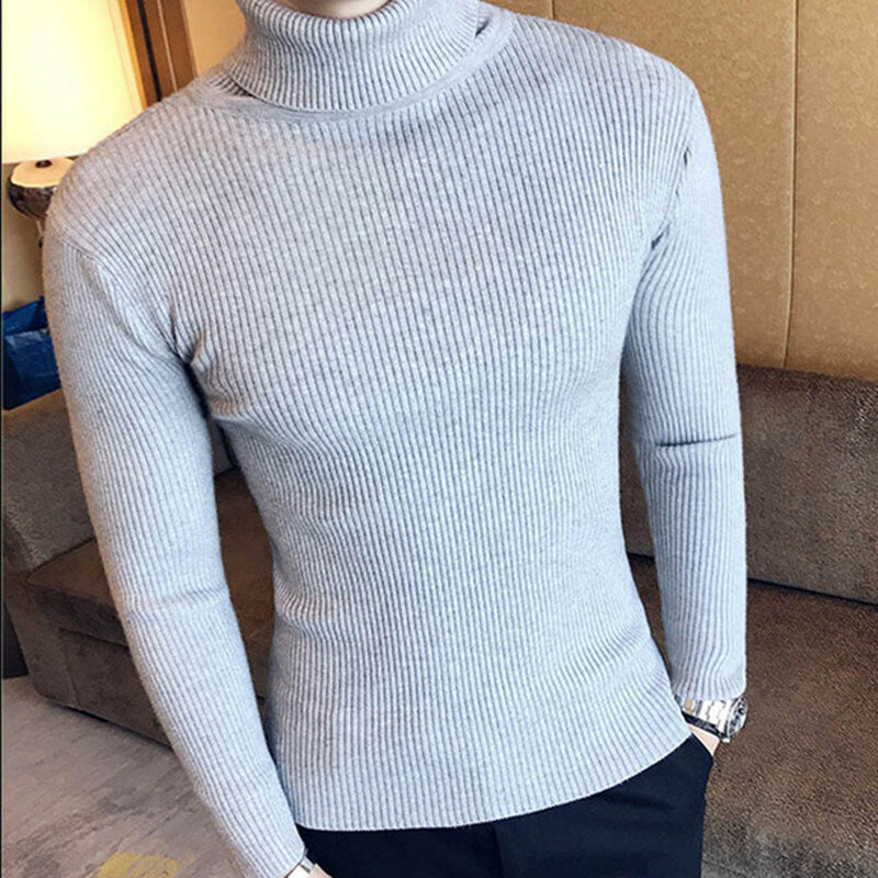 Брендовые мужские свитера с высоким воротом и пуловеры 2022, новый модный вязаный свитер, зимний мужской пуловер, Homme, шерсть, Повседневная однотонная одежда