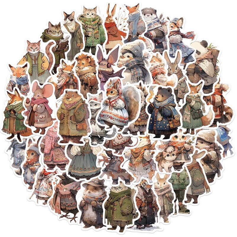 10/50pcs Cute Funny Winter Forest Animal Cartoon Stickers DIY Scrapbooking Guitar Snowboard Motorcycle Luggage Toy Sticker