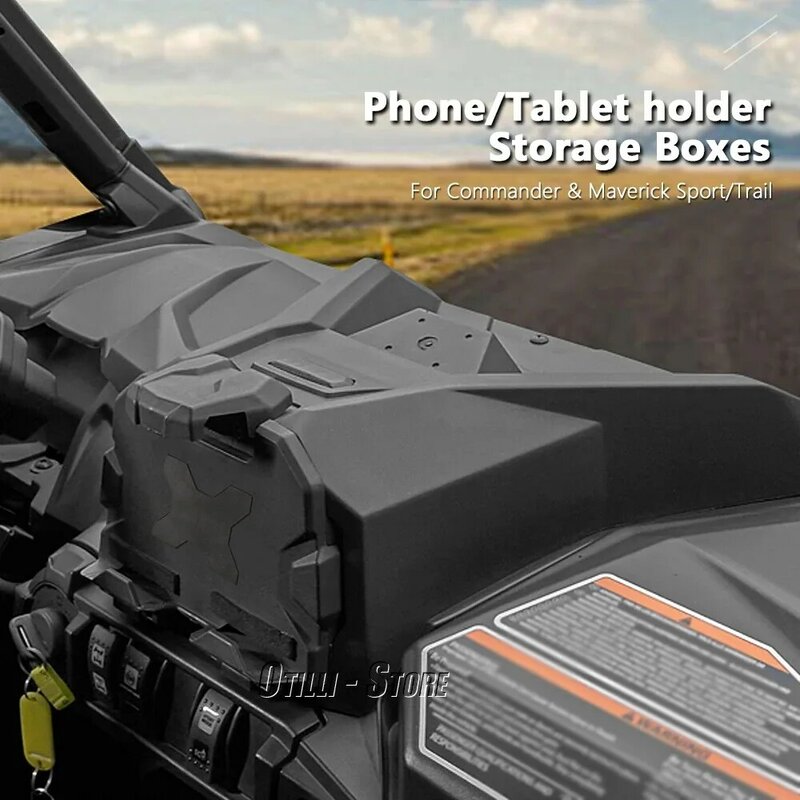 New UTV Electronic Device Tablet Holder Storage Box Black Accessories For Can Am Maverick Sport Trail 800 1000 R Commander MAX