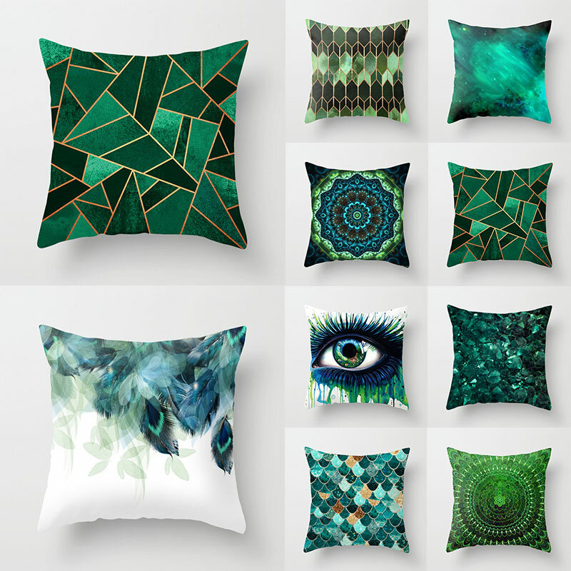 Zielona seria obicia na poduszki geometria oczu streszczenie poszewka na poduszkę dekoracyjne poszewki na poduszki Home Decor poszewka narzuta