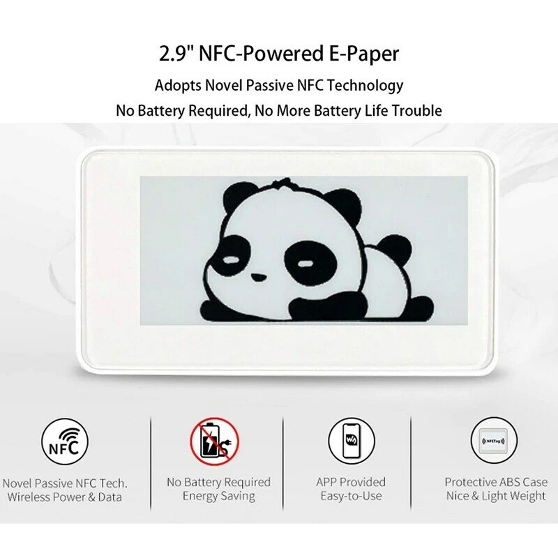 ABGZ-Waveshare 무선 NFC 전원 Epaper Eink 전자 종이 디스플레이 화면 모듈, 모바일 안드로이드 앱용, 배터리 없음, 2.9 인치