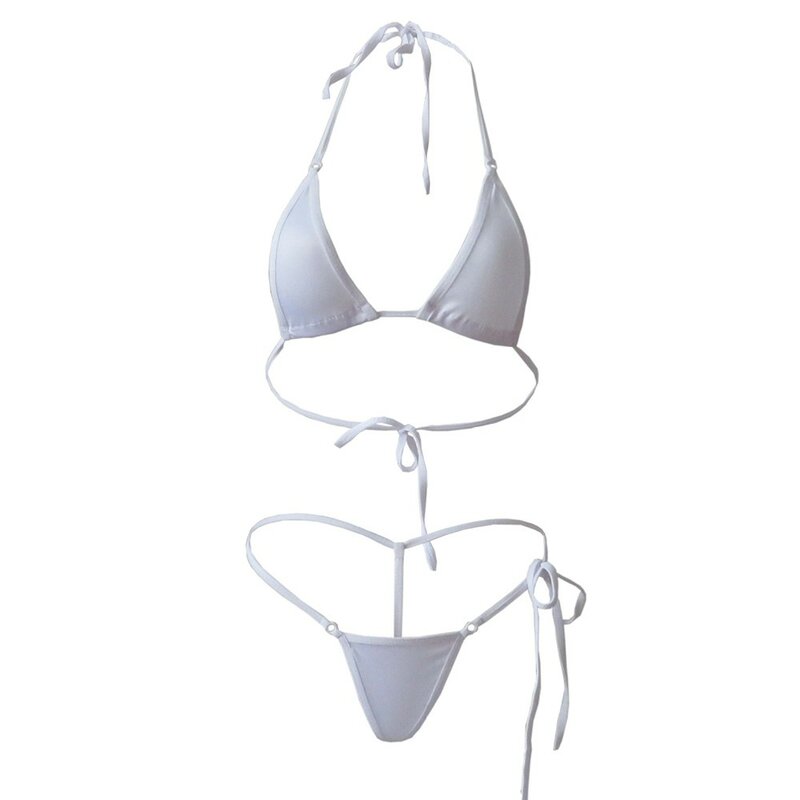 Seksowne stringi damskie zestaw Bikini z bocznym krawatem strój kąpielowy damski z rozciętym paskiem regulowany bandaż sznurowany seksowna dziewczyna strój kąpielowy strój kąpielowy