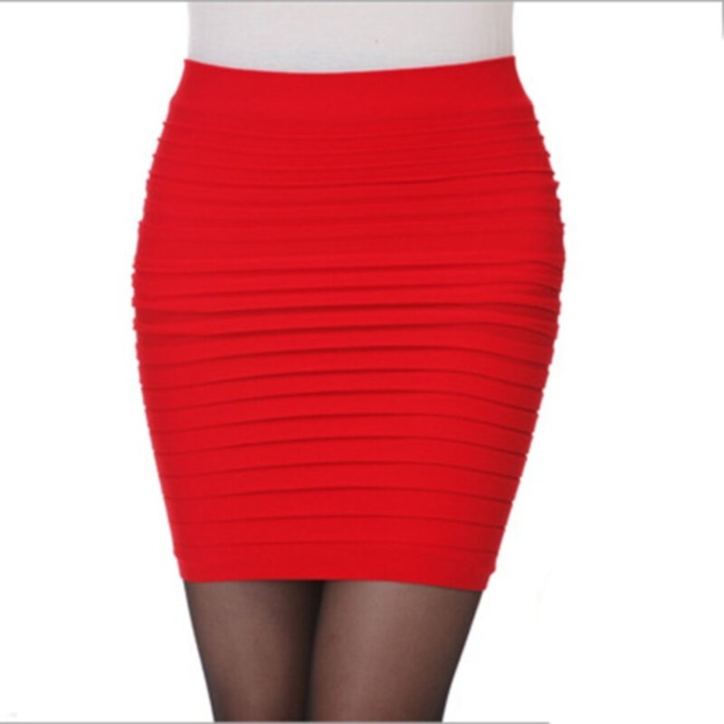 Falda de cintura alta para mujer, Falda corta plisada elástica de talla grande, Color caramelo, Sexy, 2023, envío directo