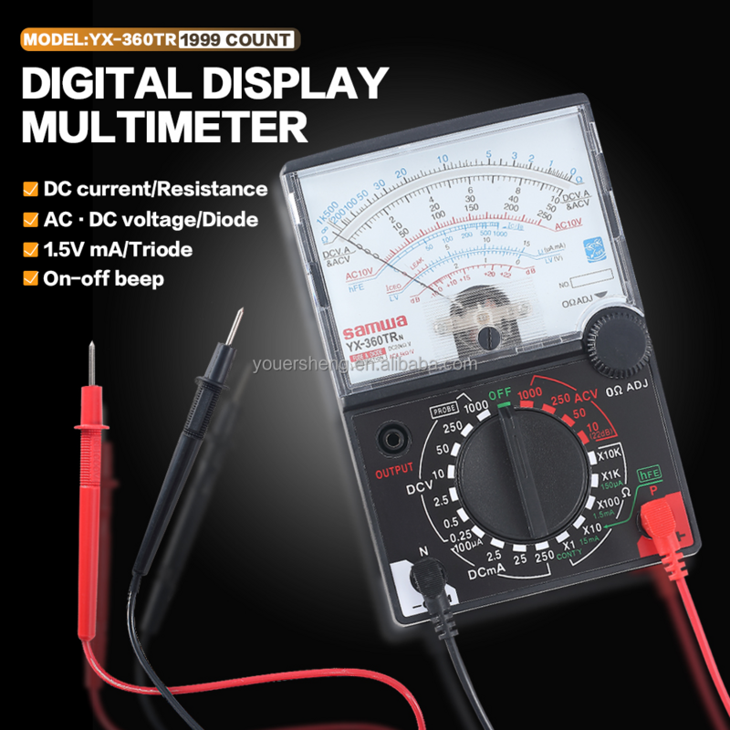 Ponteiro Digital Multímetro com Zumbido YX-360TR Home Amperímetro Voltímetro Ohmmeter AC/DC Volt Amp Ohm Capacitância Hz Tester