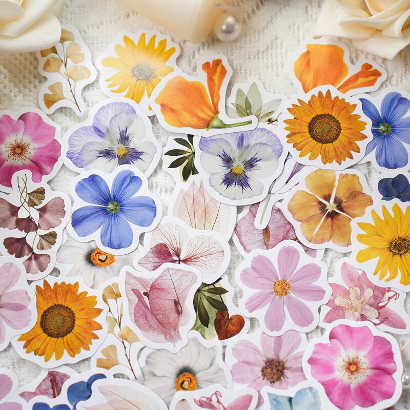 12 Packungen/Los Blumen treiben von selbst Serie Marker Fotoalbum Dekoration Etikett Aufkleber