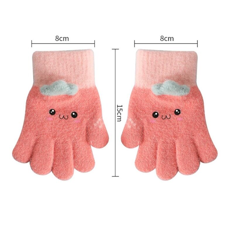 Утепленные зимние детские перчатки унисекс теплые ветрозащитные перчатки на весь палец шерстяные вязаные шерстяные варежки для девочек и мальчиков