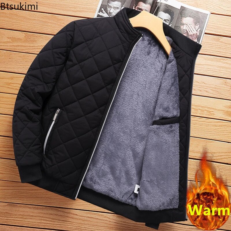 Мужская теплая куртка-бомбер на флисовой подкладке, размеры до 5XL