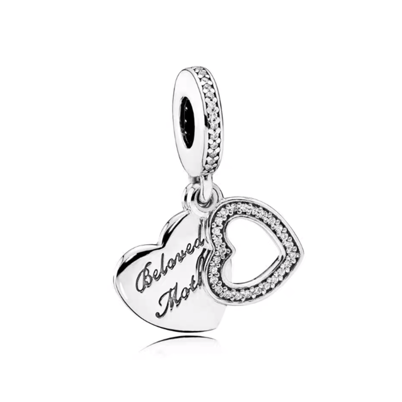 Heart shaped pendant 925 Sterling Silver Fit Original Pandora Bracelet Interlocking Hearts Charm Bead Heart Locket DIY Jewelry
