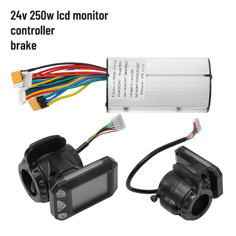 Set rem Monitor LCD sepeda motor, 250W/350W skuter listrik 24/36V pengontrol 5.5/6.5 inci serat karbon suku cadang skuter DIY Kit Retrofit