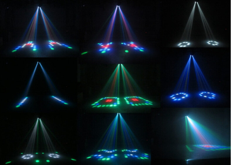 Led คู่ขนาดเล็ก Airship Ktv ห้องพักส่วนตัวรูปแบบบาร์ไฟสีสันสดใส Stage Light Beam Light Dot Matrix Effect Light