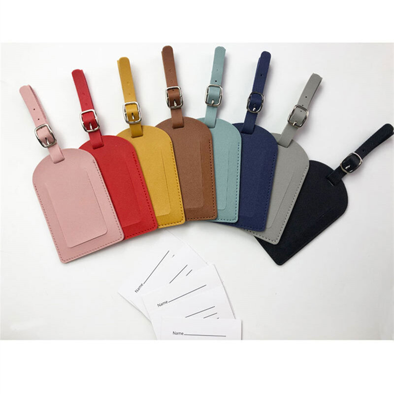 1PC Portable PU Leather Luggage Tag Suitcase Identifier Label Baggage Boarding Bag Tag Name ID Address Holder Travel Accessories