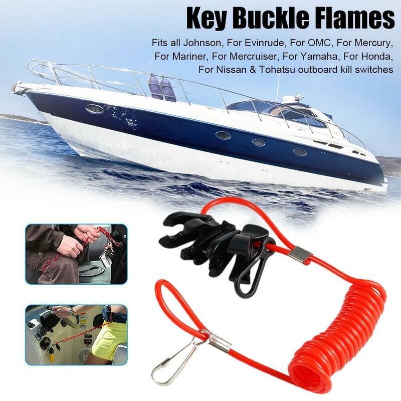 Outboard Motor Key Buckle Flameout Rope Universal 7 Keys for YAMAHA Honda Mercury/Mariner/Force Tohatsu Safety Rope 1.6m