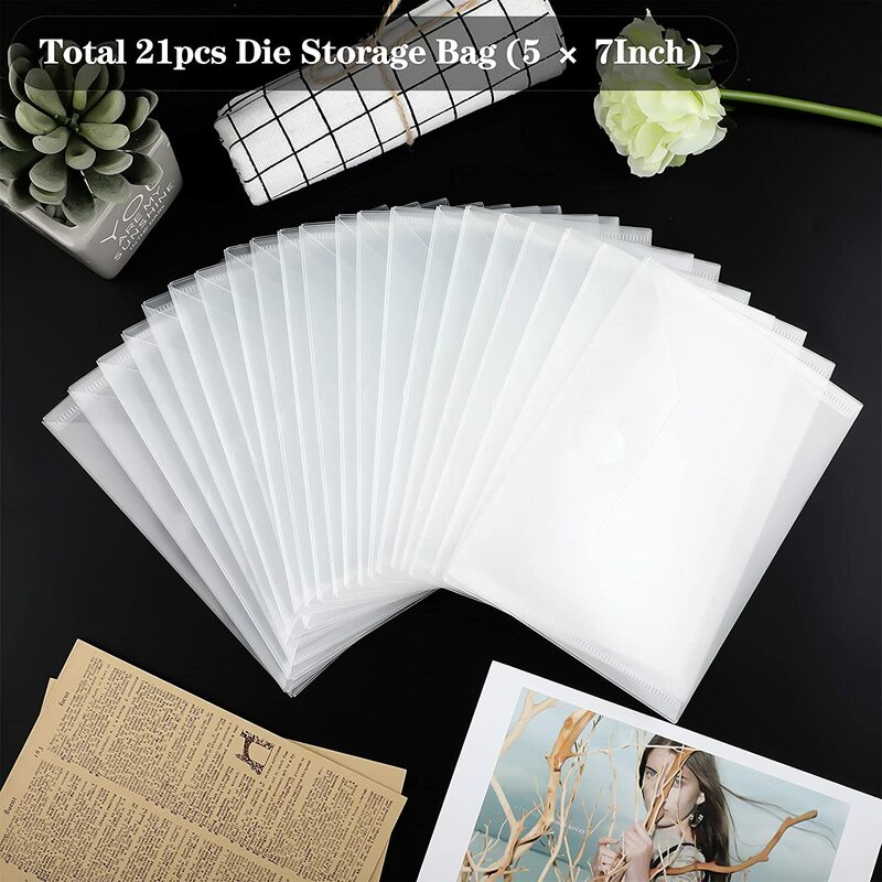 20 Pcs Clear Stamp and Die Storage Bag Resealable Storage Pocket Large Envelope Case for DIY Scrapbooking Paper Card
