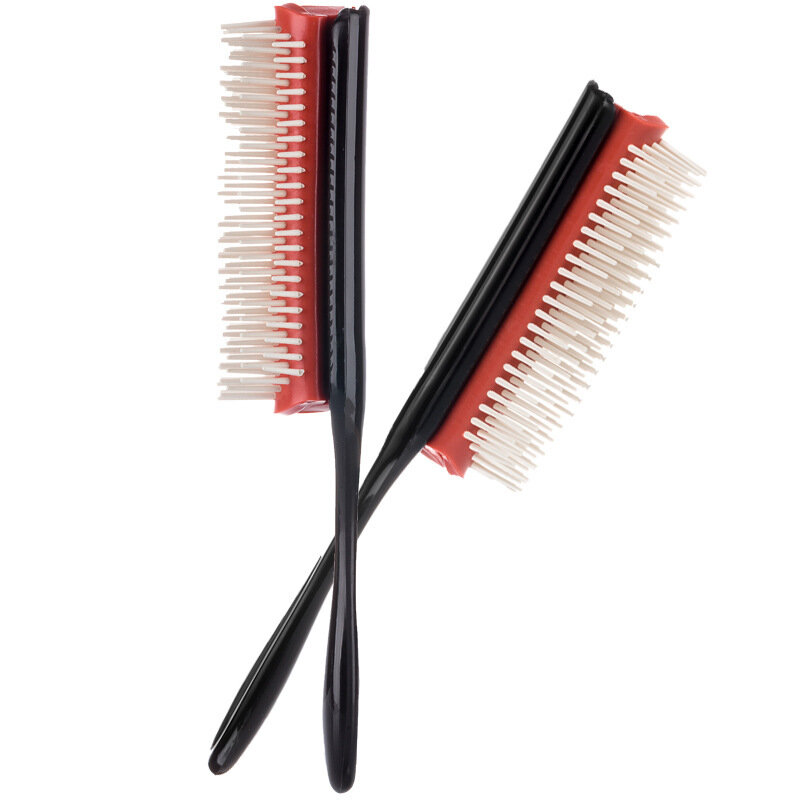 Denman-cepillo desenredante para el cabello, 9 filas, masajeador de cuero cabelludo, peine de pelo mojado y rizado recto