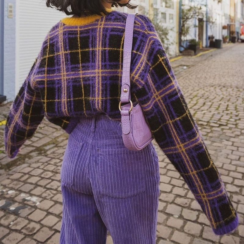 Pantalon haut en velours côtelé violet Y2K pour dames, jogging coréen, droit, poche, ajusté, décontracté, mode automne, fjLadies, nouveau, 2022