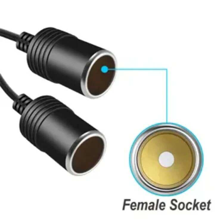 12V 24V 1 to 2 Car Cigarette Lighter Power Adapter Jumper Splitter Female Socket Plug Extension Cord Cable