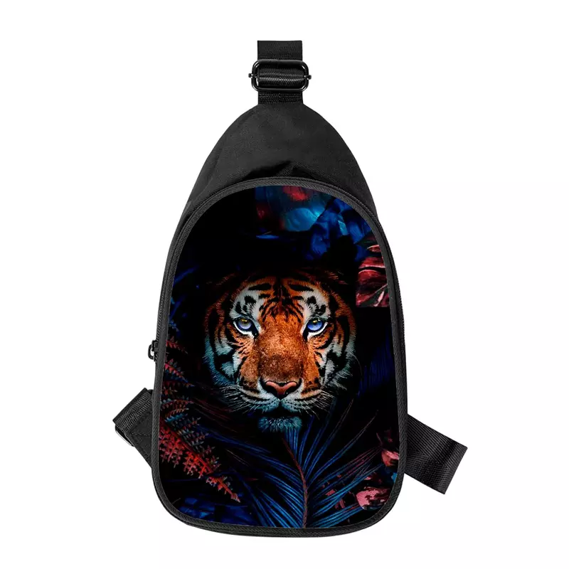 3D Tiger Print Cross Chest Bag para homens e mulheres, bolsa de ombro, cintura, marido, escola, masculino, novo, personalidade
