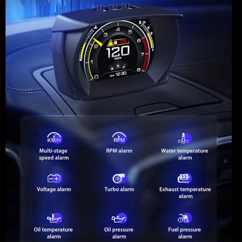 سيارة OBD2 GPS مقياس ، عداد المنحدر ، HUD رئيس متابعة العرض الرقمي ، عداد السرعة ، دورة في الدقيقة الجهد ، درجة حرارة المياه ، إنذار ضغط التوربينات