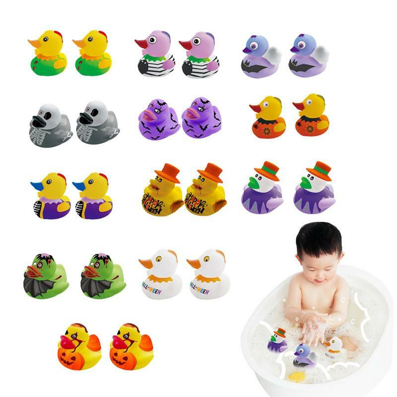 Halloween-Themed Bathtub Toys com Vocalize Feature, Bulk Ducks, Cute and Spooky Skeleton, Party Favors, Gift Box