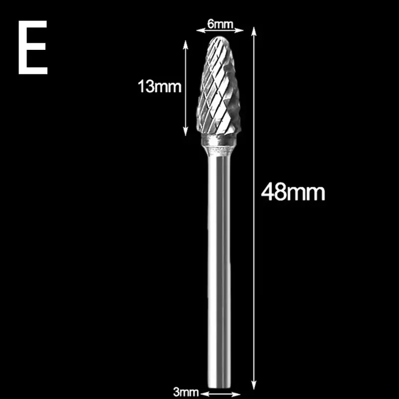Solid Carbide Burrs 10 Types 1pc 3mm Shank Carbide Rotary Burrs Bit 6mm Diameter Rotary File For Dremel Rotary Abrasive Tools