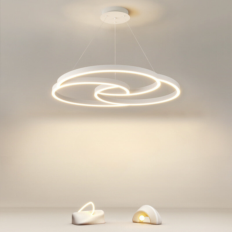 Lustre de salon post-moderne en forme d'anneau simple, lumière minimaliste de luxe, éclairage créatif pour chambre à coucher, restaurant et designer